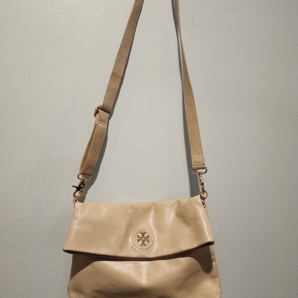 Tory Burch Fold Over Leather Crossbody Bag -